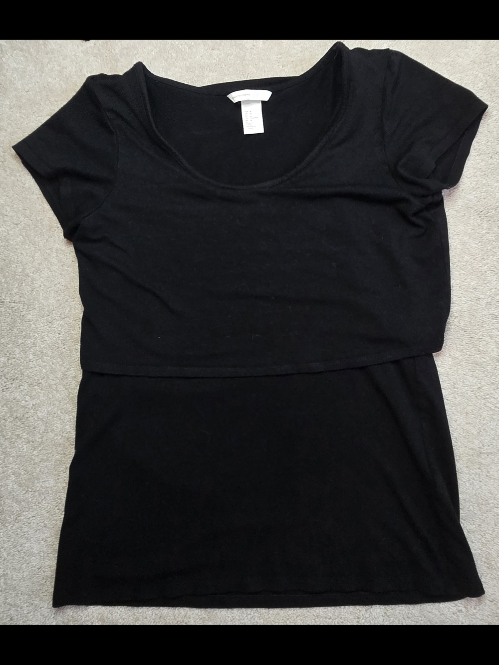 H&M Black Short Sleeve Layered Nursing Tee